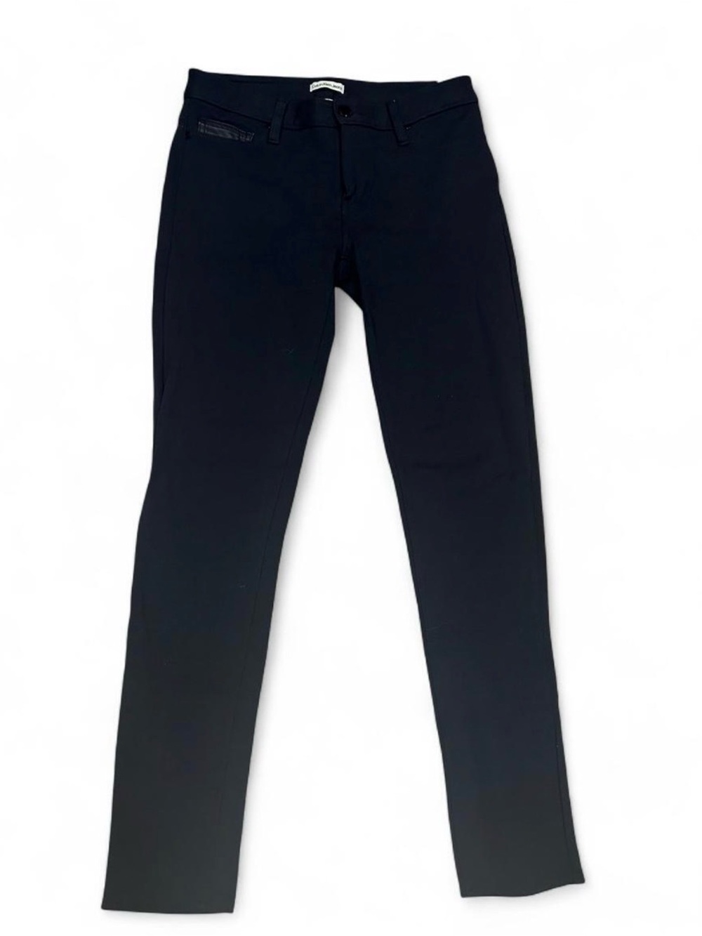 Calvin Klein Jeans Black Skinny Pants Size 4 Stretch Ponte Faux Leather Accent